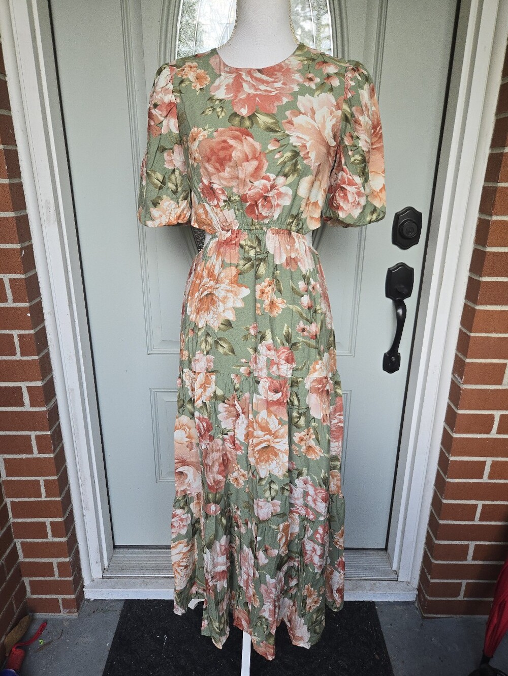 By The River Clarissa Floral Cut Out Sides Cottagecore Tiered Maxi Dress